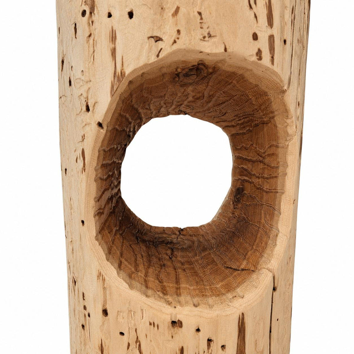Cedar Stump Side Table with Hole, Rustic Plant Stand, Solid Wood Stool, Natural Lacquer Finish