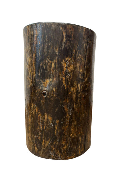 Solid Pine Wood Stump Side Table, Rustic Accent Plant Stand, Cabin Decor