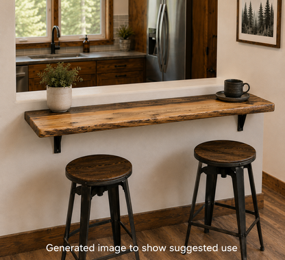 Solid Ponderosa Blue Pine Live Edge Tabletop, Rustic Wood Slab, 1-5/8" Thick, Made USA