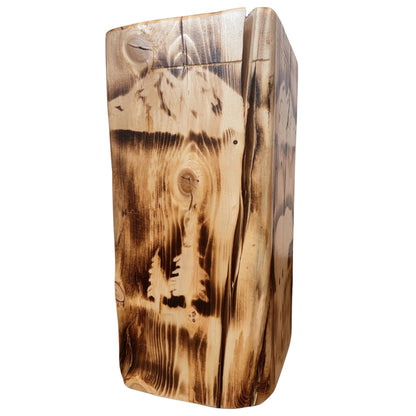 Handmade Spruce/Pine Torch Burned Stump Side Table, Solid Wood Woodland Decor Accent Table