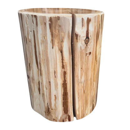 Cedar Stump Side Table, Rustic Plant Stand, Solid Wood Stool, Natural Lacquer Finish
