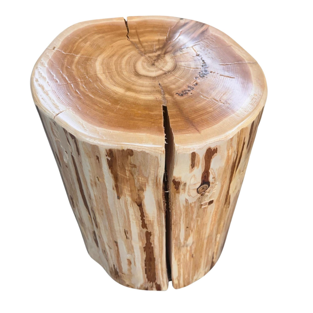 Handcrafted Cedar Stump Plant Stand, Log End Table, Cowboy Stump