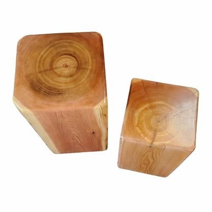 Square Cedar Stump Side Table – Natural Wood End Table, Plant Stand, Nightstand