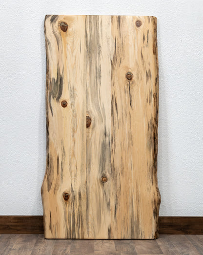 Solid Ponderosa Blue Pine Live Edge Tabletop, Rustic Wood Slab, 1-5/8" Thick, Made USA