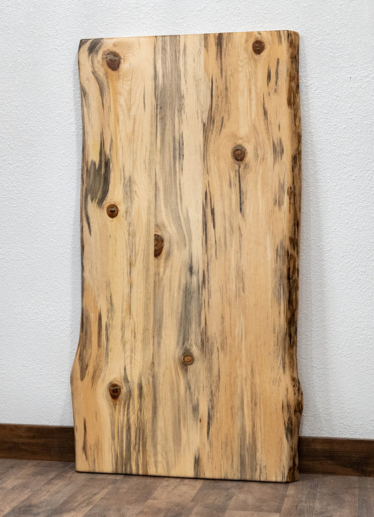 Solid Ponderosa Blue Pine Live Edge Tabletop, Rustic Wood Slab, 1-5/8" Thick, Made USA