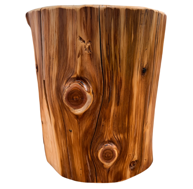 Cedar Stump Side Table, Rustic Plant Stand, Solid Wood Stool, Natural Lacquer Finish