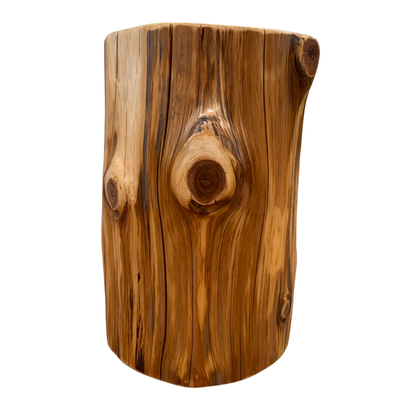 Cedar Stump Side Table, Rustic Plant Stand, Solid Wood Stool, Natural Lacquer Finish