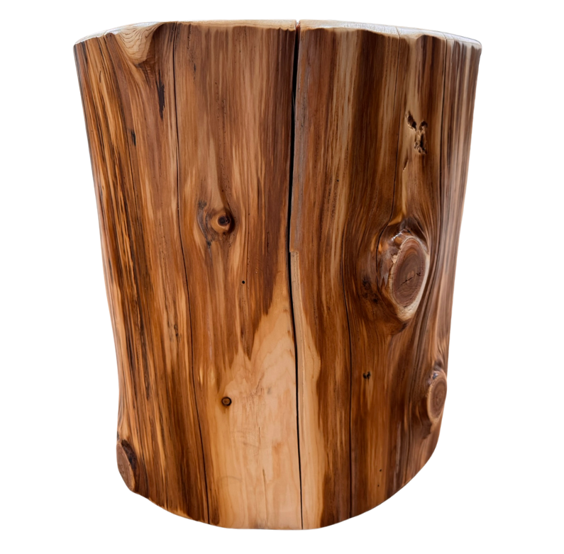 Cedar Stump Side Table, Rustic Plant Stand, Solid Wood Stool, Natural Lacquer Finish