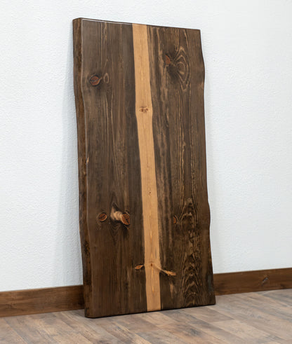 Solid Ponderosa Blue Pine Live Edge Tabletop, Rustic Wood Slab, 1-5/8" Thick, Made USA