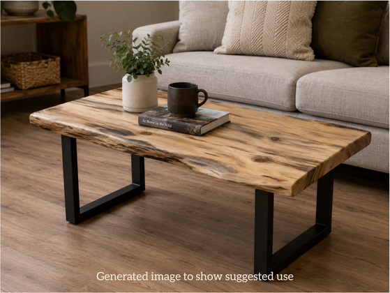 Solid Ponderosa Blue Pine Live Edge Tabletop, Rustic Wood Slab, 1-5/8" Thick, Made USA