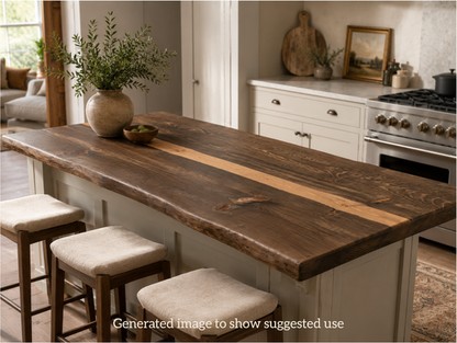 Solid Ponderosa Blue Pine Live Edge Tabletop, Rustic Wood Slab, 1-5/8" Thick, Made USA