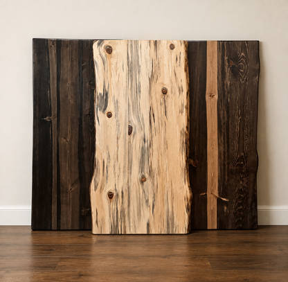 Solid Ponderosa Blue Pine Live Edge Tabletop, Rustic Wood Slab, 1-5/8" Thick, Made USA