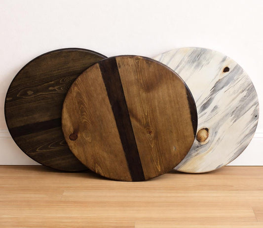 Round Ponderosa Blue Pine Tabletop, Rustic Solid Wood Dining Coffee Table Surface