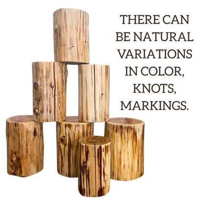Cedar Stump Side Table, Rustic Plant Stand, Solid Wood Stool, Natural Lacquer Finish