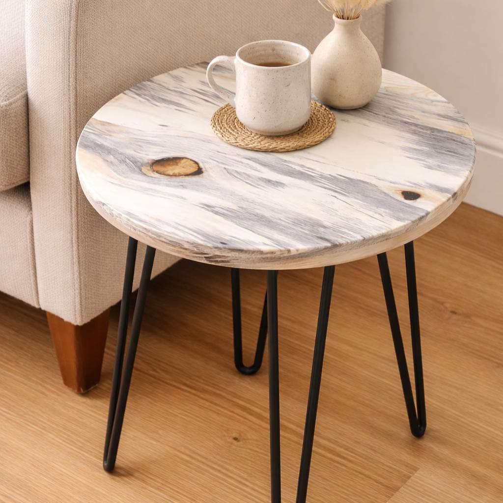 Round Ponderosa Blue Pine Tabletop, Rustic Solid Wood Dining Coffee Table Surface