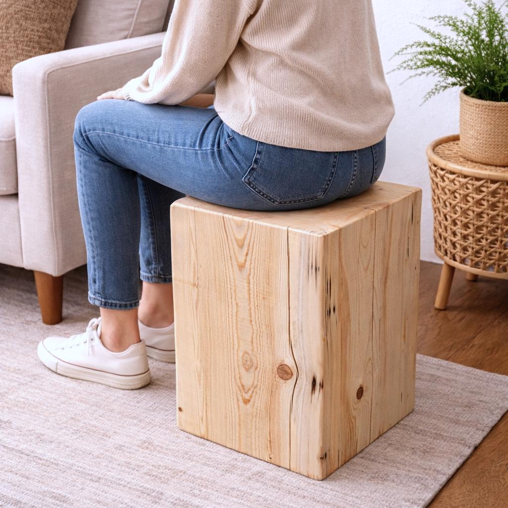 Handmade Spruce Stump Side Table, Solid Wood Woodland Decor Accent Table