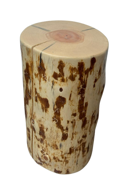 Solid Pine Wood Stump Side Table, Rustic Accent Plant Stand, Cabin Decor