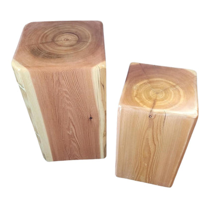 Square Cedar Stump Side Table – Natural Wood End Table, Plant Stand, Nightstand